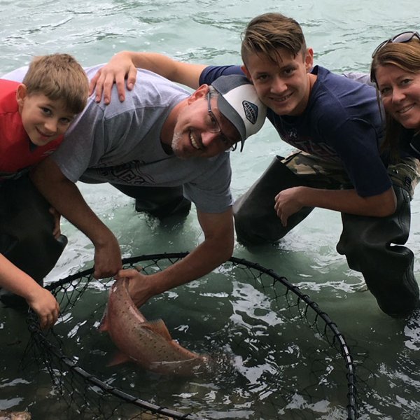 Tatiana Volosozhar et al. in the water